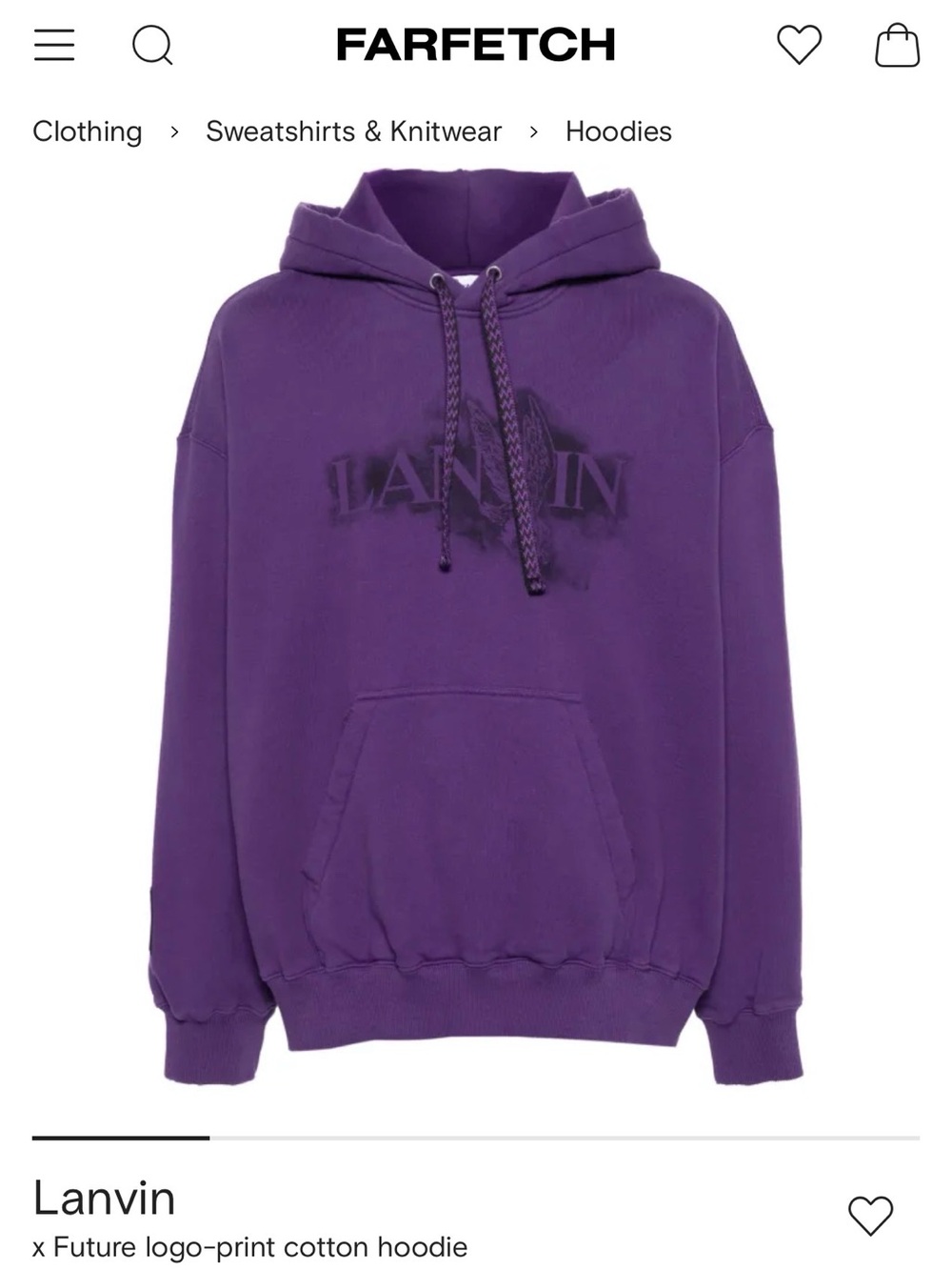 Lanvin Purple Logo-Print Cotton Hoodie
